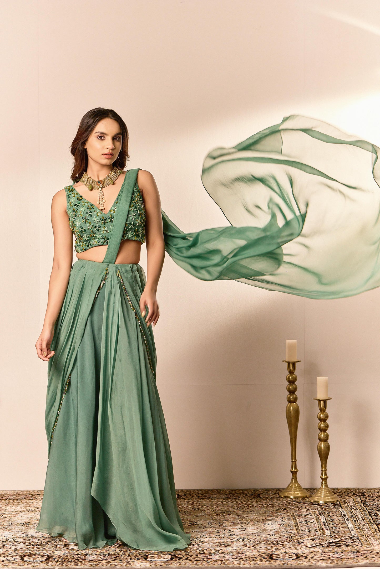 Lyra lehenga saree set