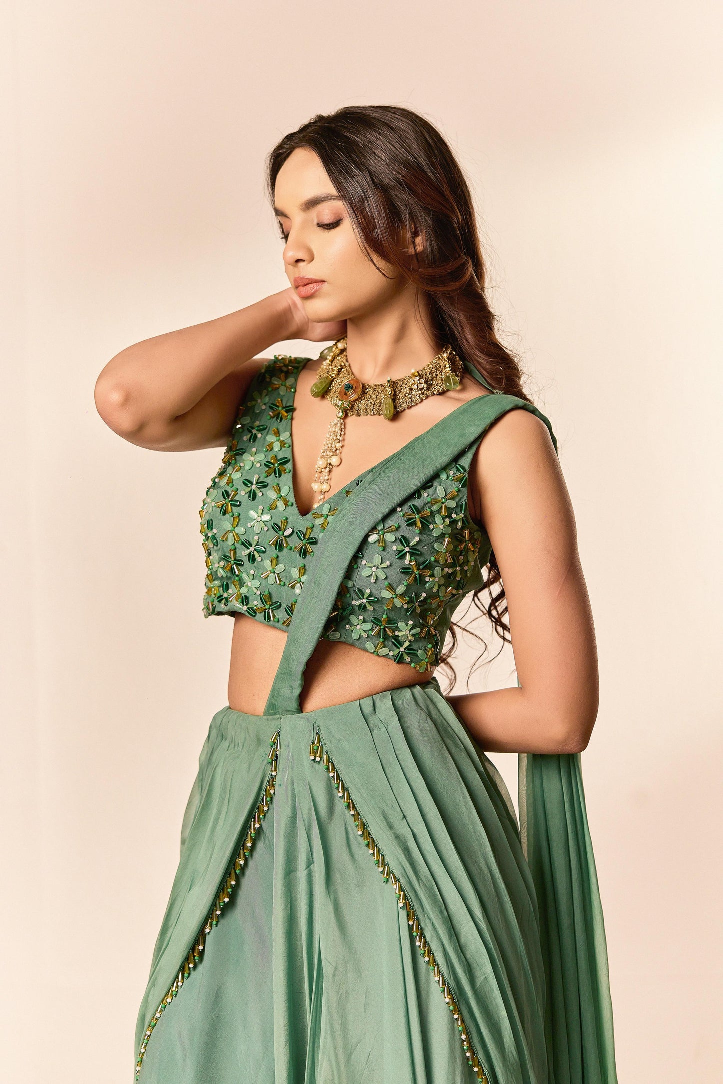 Lyra lehenga saree set